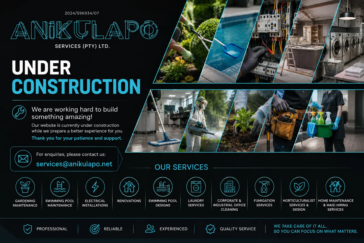 Anikulapo Services (PTY) Ltd under-construction announcement artwork